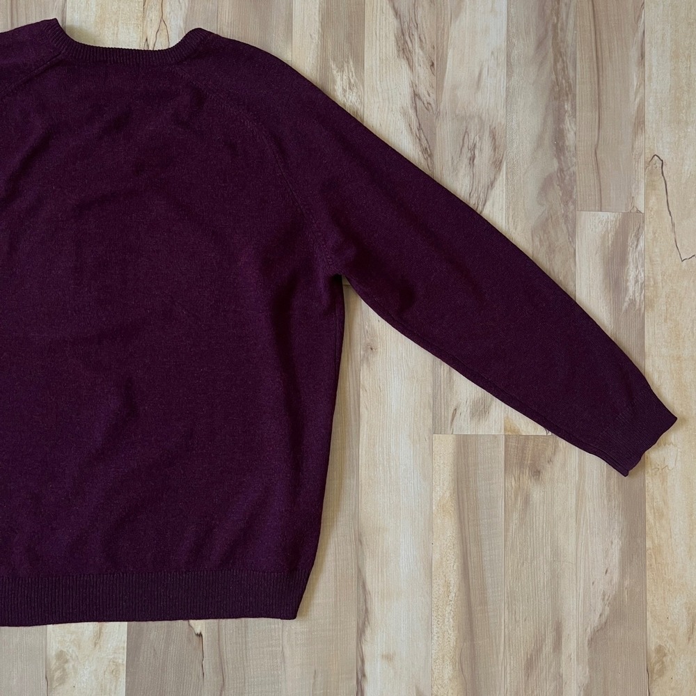 L.L. Bean Sweater Men's XLT 100% Wool Burgundy Classic Preppy Heritage Lodge - Picture 5 of 9
